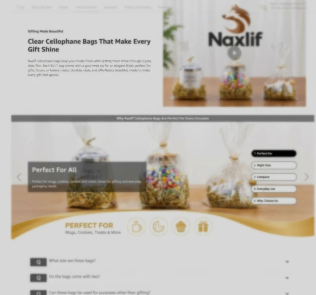 Premium A+ Content modules for Naxlif cellophane gift bags